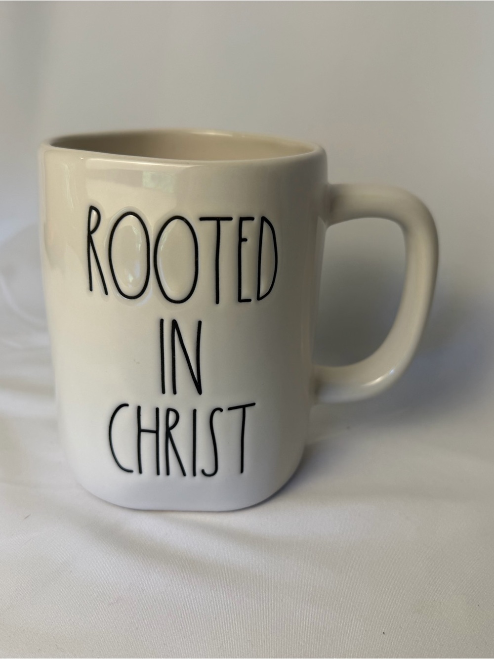 Rae Dunn ‘Rooted in Christ’ White Ceramic Coffee Mug